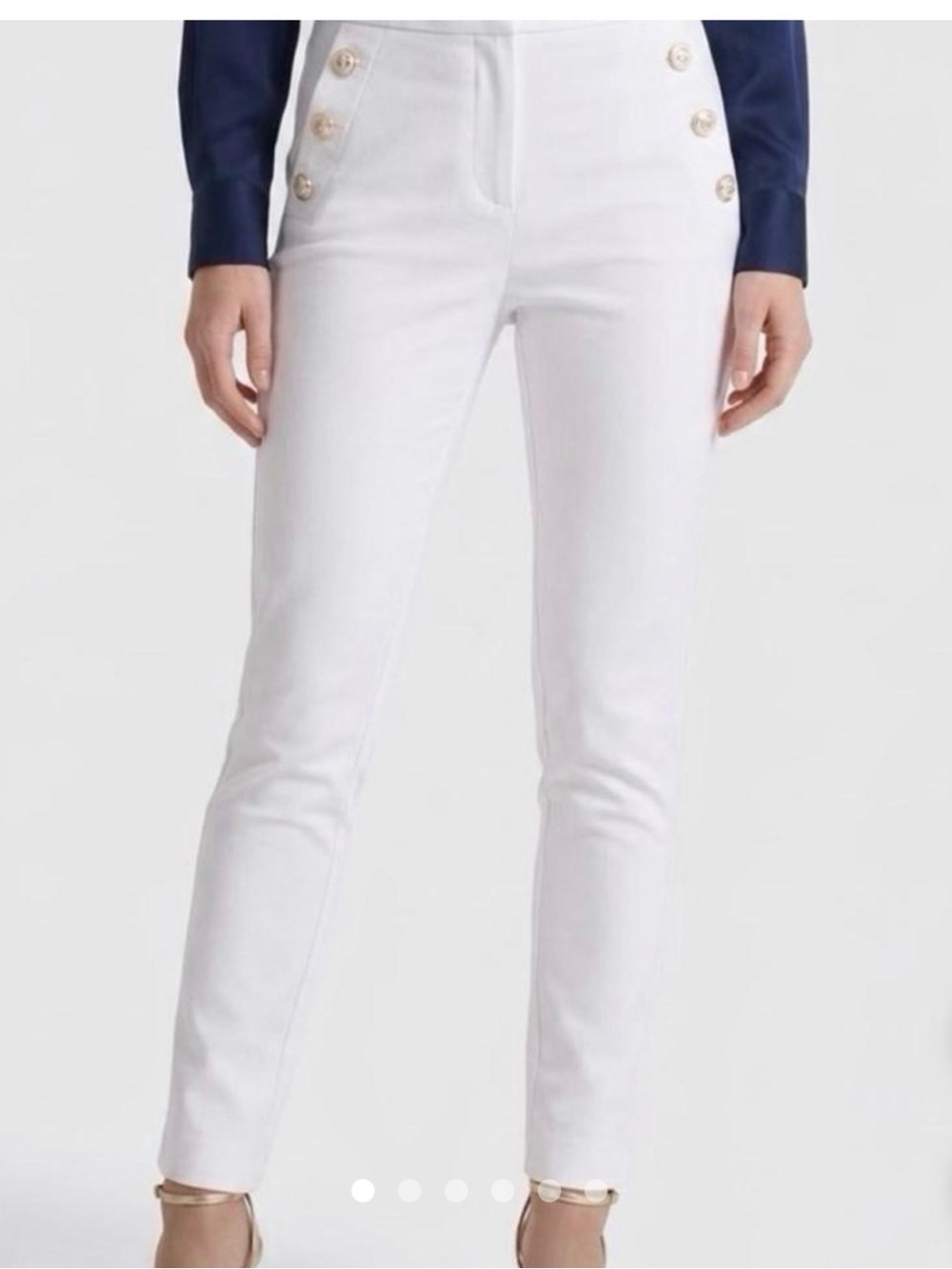 LOFT White Sutton Skinny ankle length Trousers with sailor button detail